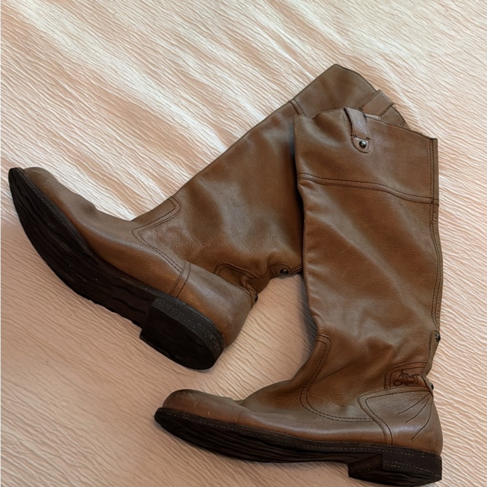 Leather knee high boots